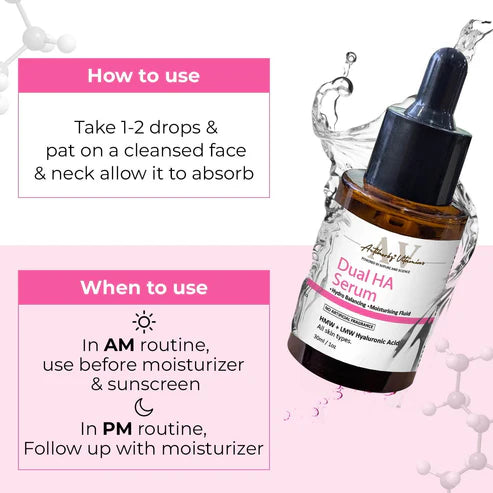 Dual Hyaluronic Acid Face Serum For Plum Youthful Skin, Hydrating Face Serum For Fine lines, 10ml