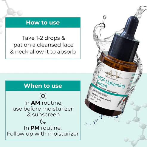 HGF Advanced aqua based Peptide Face Serum | Nonapeptide | Alpha arbutin | Hyaluronic based Face Serum for Pigmentation & Even Skin Tone - 10ml | For All Type Skin