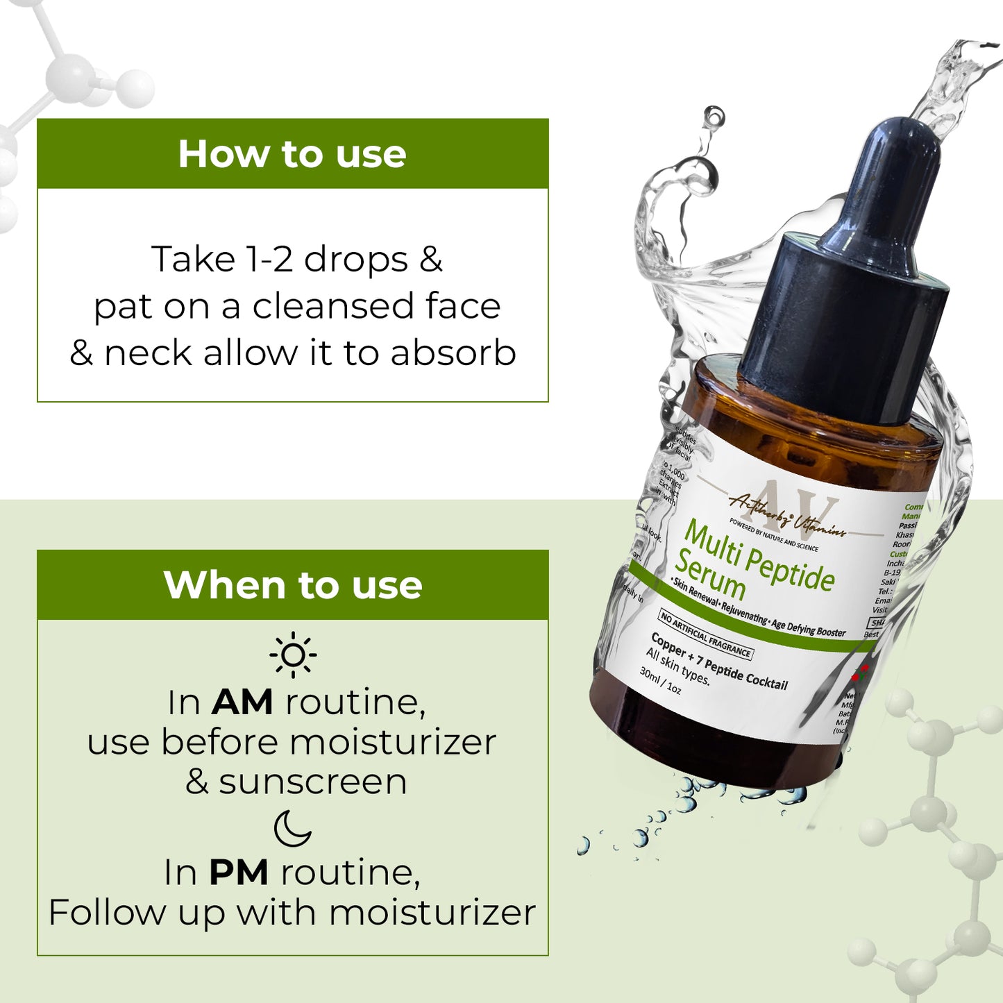 Suero antiedad multipéptido Aqua | Suero facial de cobre con 7 péptidos para líneas de expresión y arrugas | Mejora la elasticidad y firmeza de la piel | Para todo tipo de piel, 10 ml