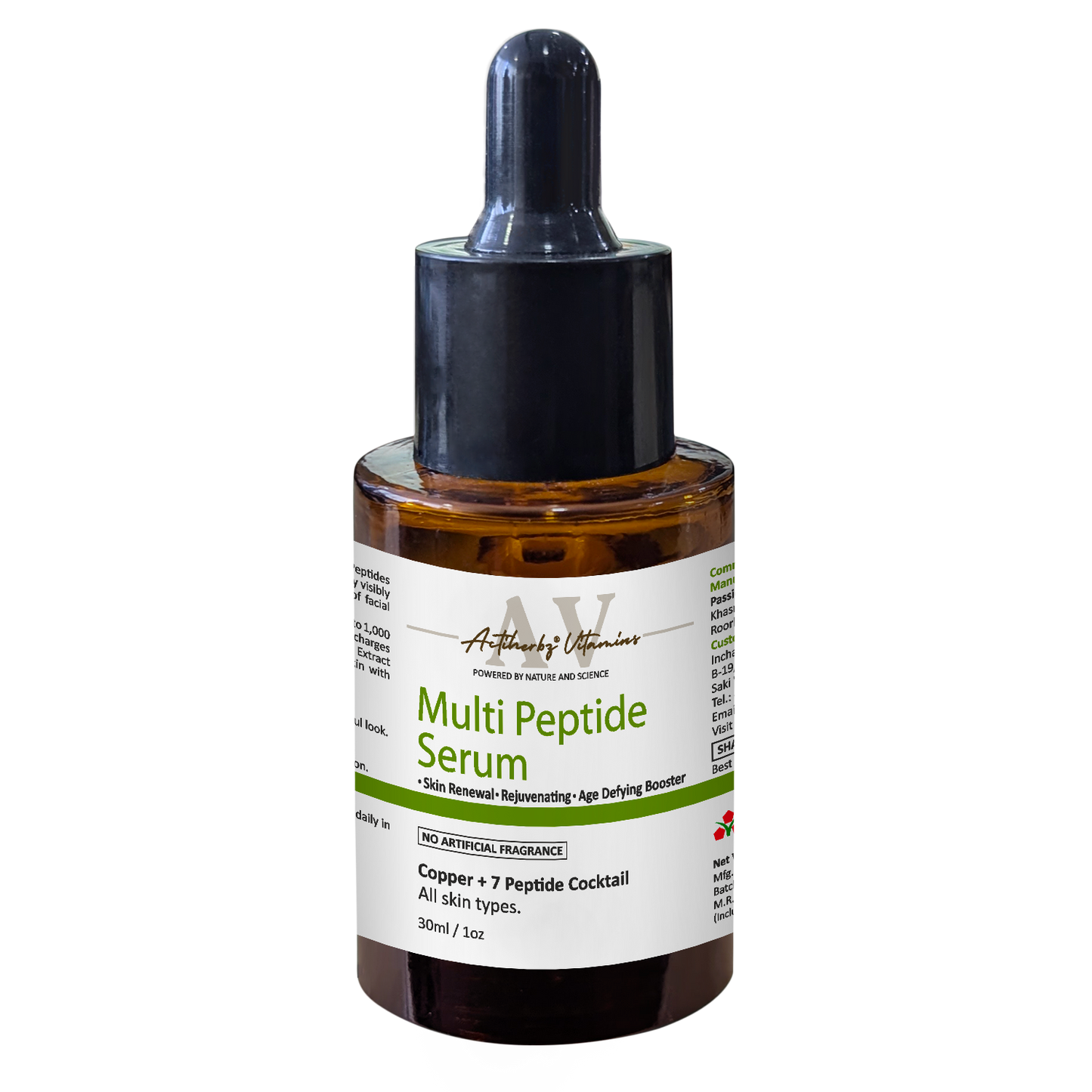 Anti-Aging Multi peptide Aqua Serum | Copper + 7 Peptides Face Serum For Fine Lines and Wrinkles | Improves Skin Elasticity and Firmness | For All Type Skin, 30ml