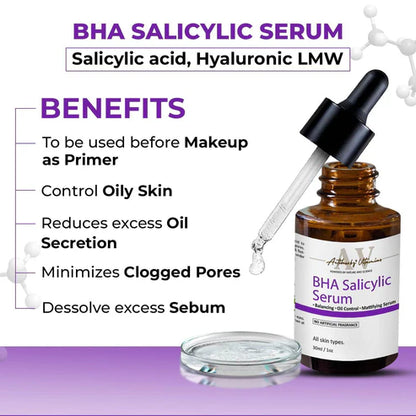 BHA Salicylic Serum For Oil Control - 10ml | Face Serum for Oily skin, Spot Marks and Deep Hydration | For All Type Skin
