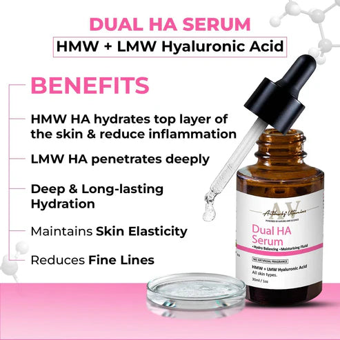 Dual Hyaluronic Acid Face Serum For Plum Youthful Skin, Hydrating Face Serum For Fine lines, 10ml