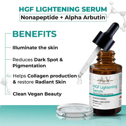 Actiherbz Vitamins HGF Advanced Peptide Lightening Face Serum 30ml & Serum Cleanser 60ml Combo for Face | Nonapeptide, Alpha Arbutin and Hyaluronic Acid | Even Skin Tone, Radiance, Pigmentation Control | For All Skin Types | Natural, Vegan