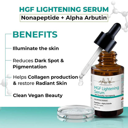 HGF Advanced aqua based Peptide Face Serum | Nonapeptide | Alpha arbutin | Hyaluronic based Face Serum for Pigmentation & Even Skin Tone - 10ml | For All Type Skin