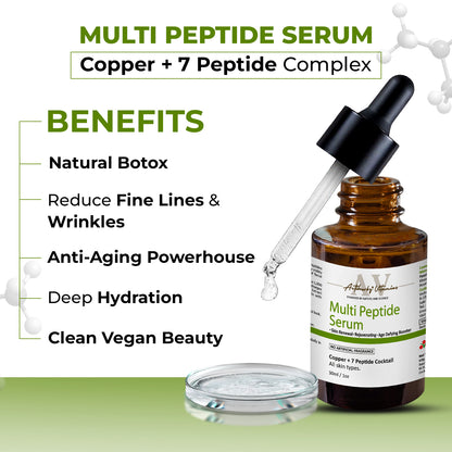 Anti-Aging Multi peptide Aqua Serum | Copper + 7 Peptides Face Serum For Fine Lines and Wrinkles | Improves Skin Elasticity and Firmness | For All Type Skin, 30ml