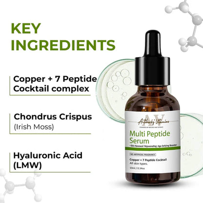 Actiherbz Multi Peptide + copper Face Serum 10ml & Serum Cleanser 60ml with 8 Peptide Cocktail for Improves Skin Elasticity, Skin Renewal and Age-Defying Booster | All Skin Types