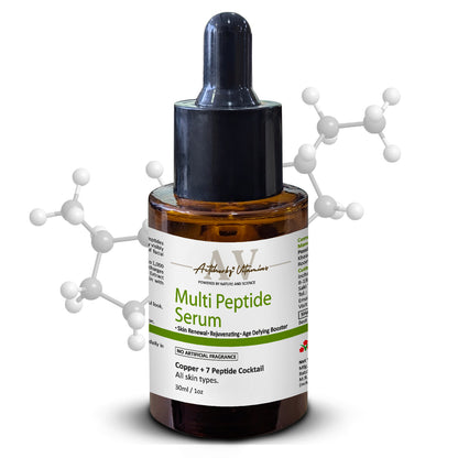 Suero antiedad multipéptido Aqua | Suero facial de cobre con 7 péptidos para líneas de expresión y arrugas | Mejora la elasticidad y firmeza de la piel | Para todo tipo de piel, 30 ml 