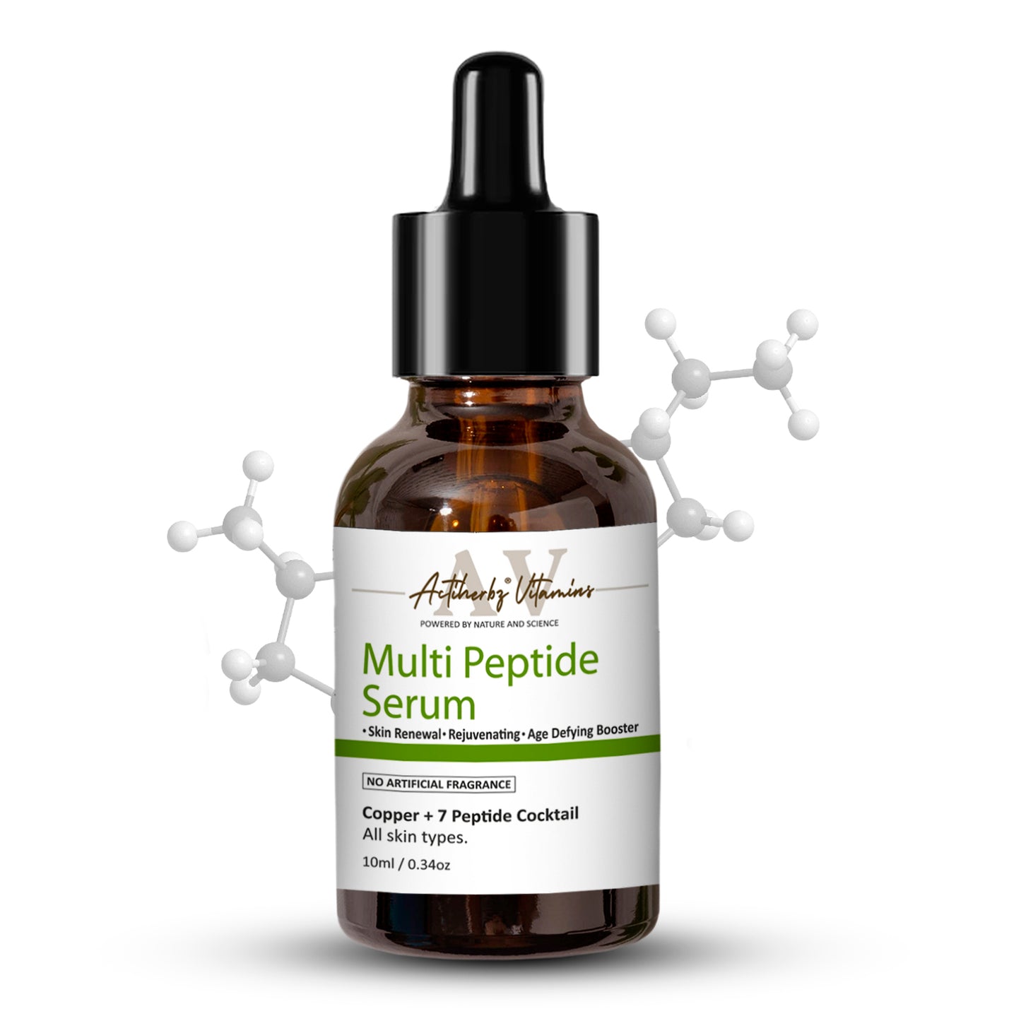 Suero antiedad multipéptido Aqua | Suero facial de cobre con 7 péptidos para líneas de expresión y arrugas | Mejora la elasticidad y firmeza de la piel | Para todo tipo de piel, 10 ml 